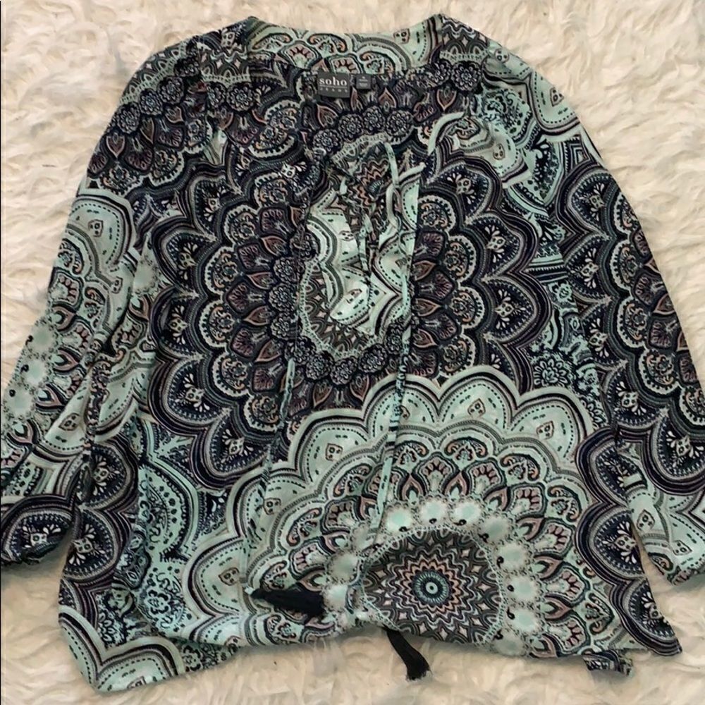Long Sleeve Patterned Blouse 